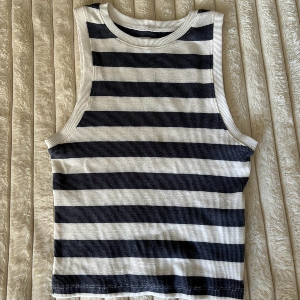 Hollister Navy and White Striped Top